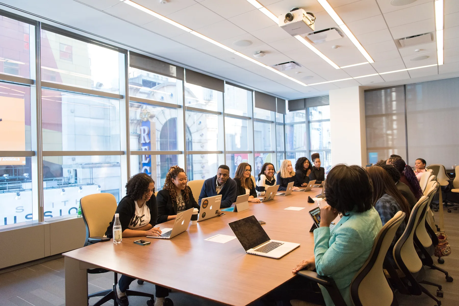Professional leadership group in a modern conference room